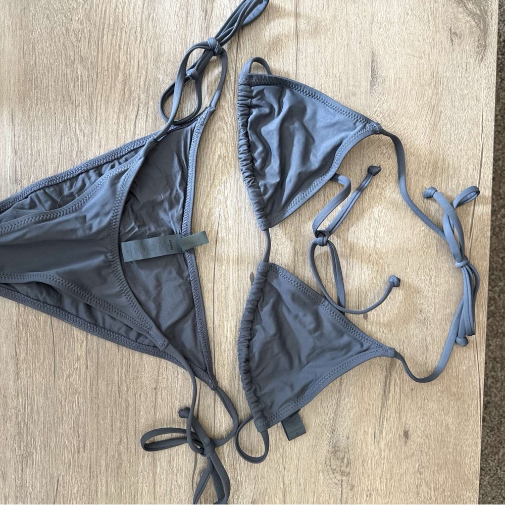 SKIMS Gray Bikini Set with Adjustable Straps
